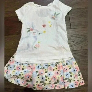 Carter’s White Bunny Top with Matching Skort - Size 4T